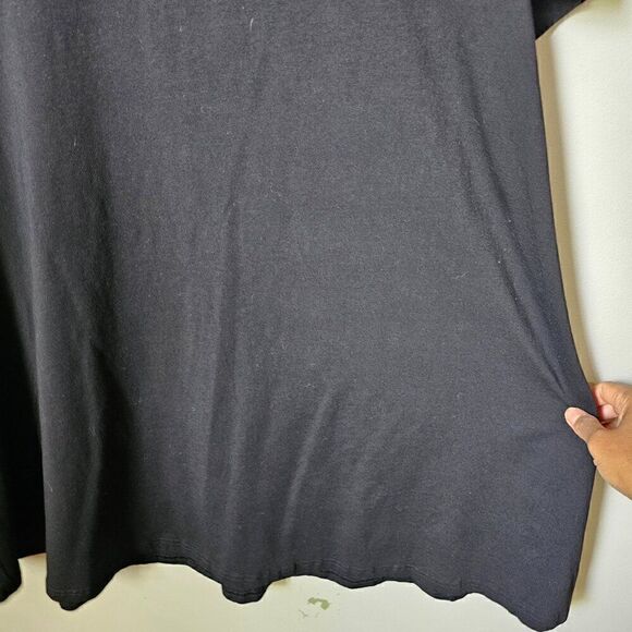 EUC BLACK MINIMALIST MOCK NECK A LINE COTTON BLEND SHIRT DRESS SIZE L - Picture 4 of 13